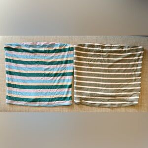 Striped Knit Tube Tops - Pastel Blue/Green & Olive/White